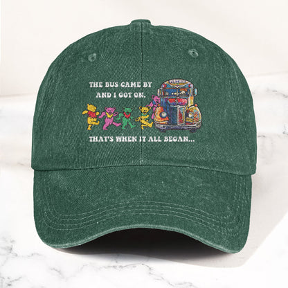 Grateful Dead Further Bus And Dancing Bears Denim Cap – Vintage Music Grateful Dead Merch Gift for Dad (With Box)