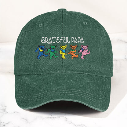 Grateful Papa Dancing Bears Denim Cap – Vintage Music Grateful Dead Merch Gift for Dad (With Box)