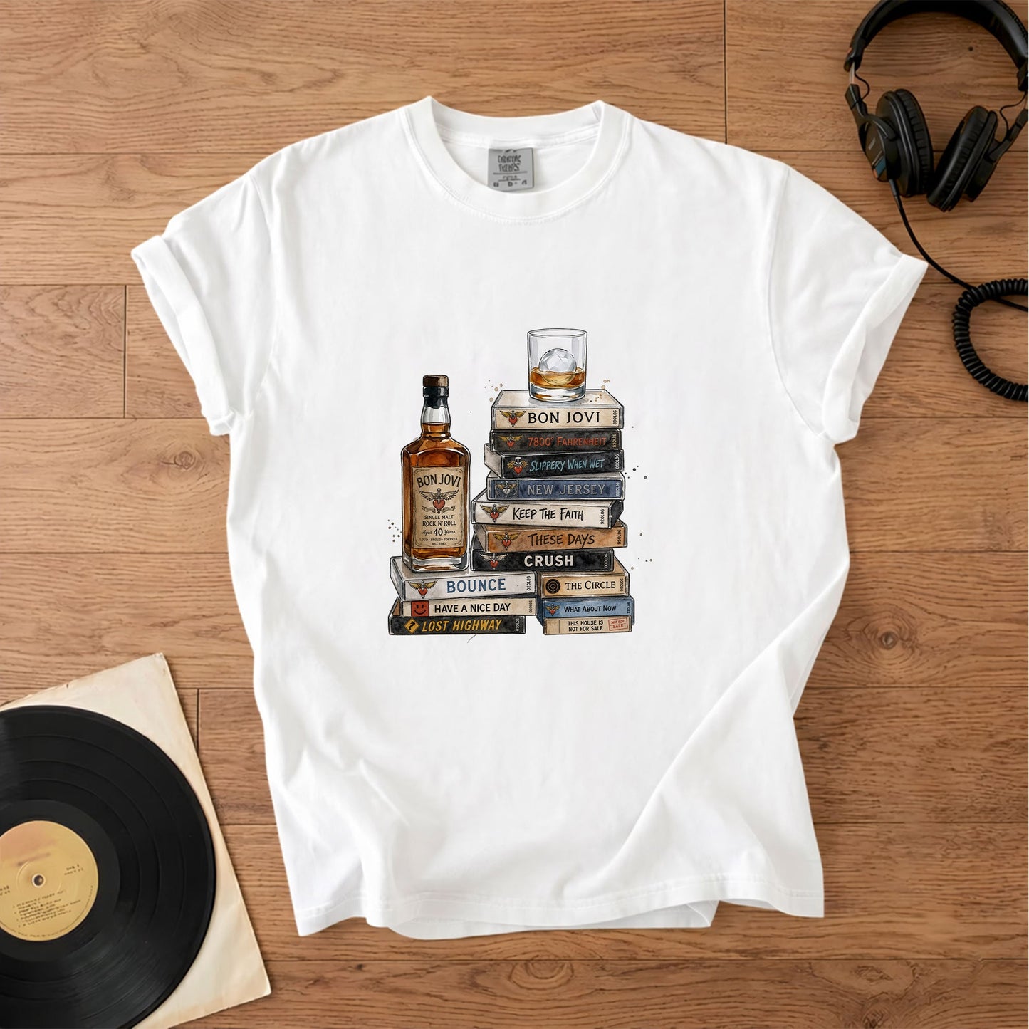 Bon Jovi Cassette Album Collection T-Shirt – Retro Music Bon Jovi Merch Tee