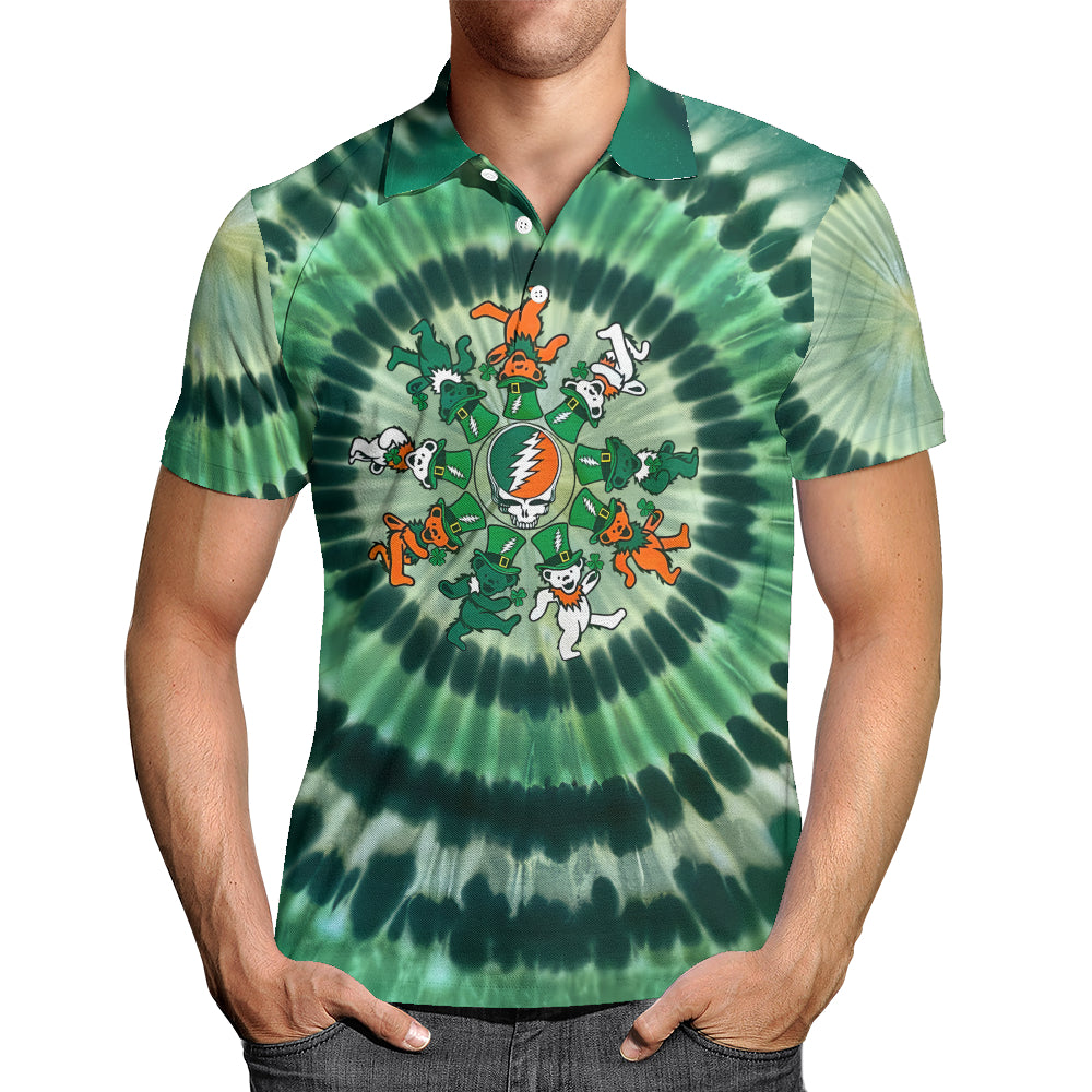 Grateful Dead St. Patrick’s Day Dancing Bears Polo – Retro Irish Nostalgia
