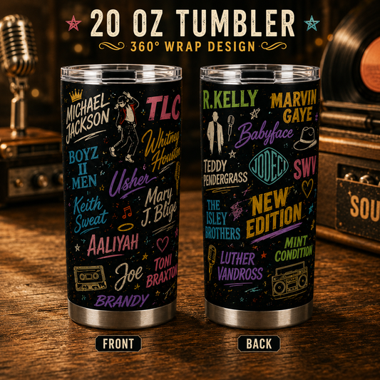 90s R&B & Pop Legends 20oz Stainless Steel Tumbler – Michael Jackson Music Travel Mug