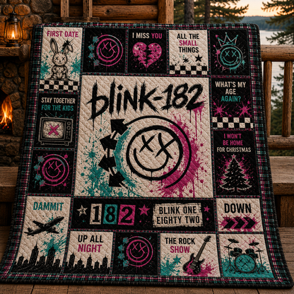 Blink-182 Pop Punk Quilt Blanket – Nostalgic Journey In Every Stitch