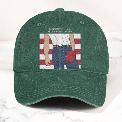 Born in the U.S.A  Bruce Springsteen Denim Cap – Retro Music Fan Merch Cap Gift For Dad (With Box)