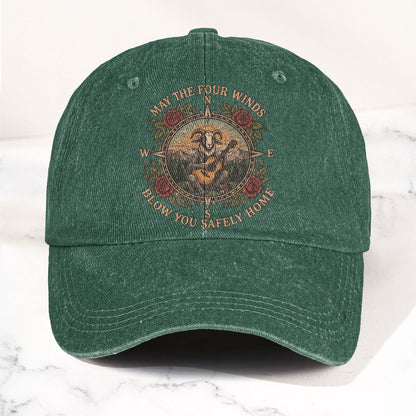 Grateful Dead Franklin's Tower May The Four Winds Blow You Safely Home Goat Lyrics Denim Cap – Retro Vintage Dad Cap Gift For Dad (With Box)