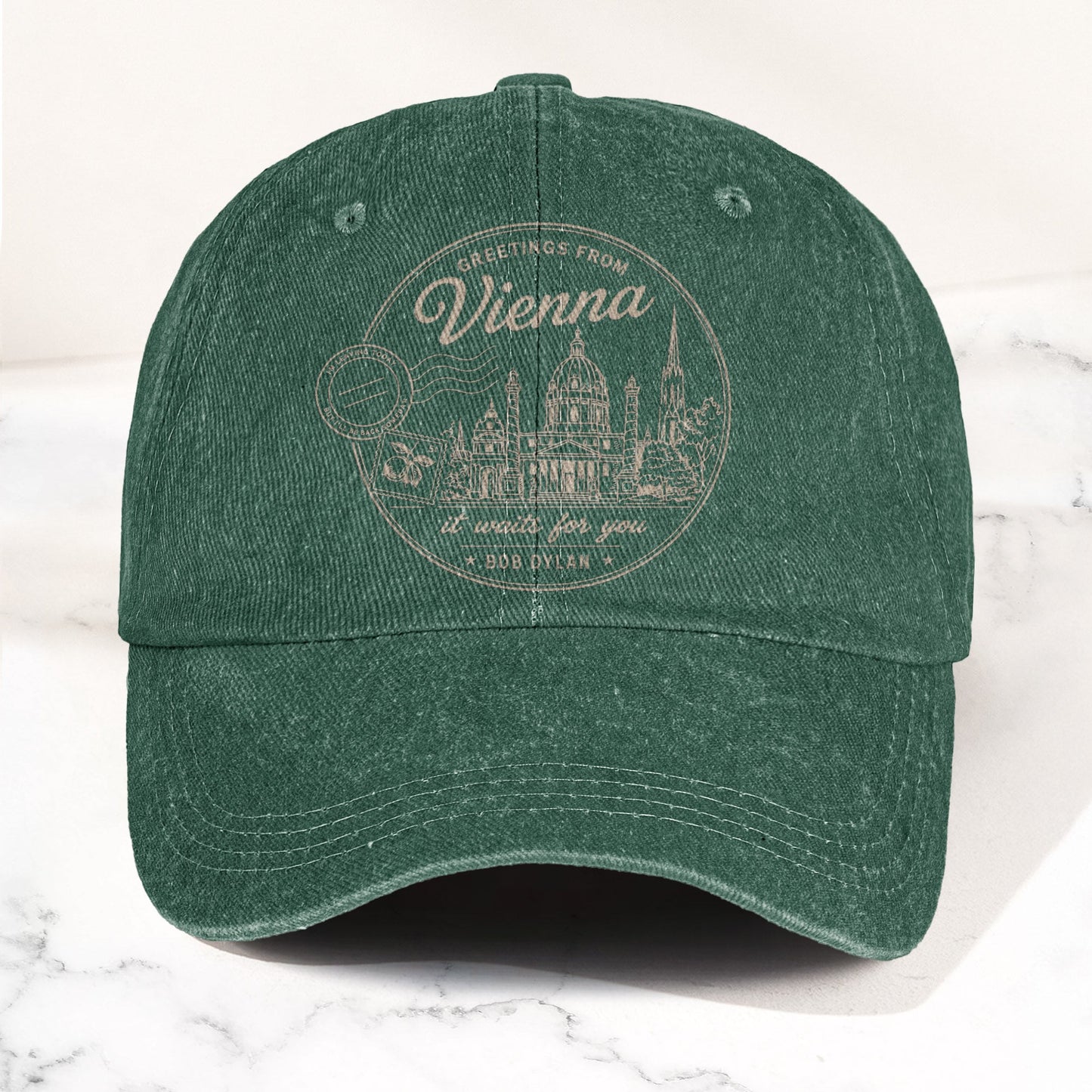 Bob Dylan Vienna It Waits For You Denim Cap – Retro Vintage Dad Cap Gift For Dad (With Box)