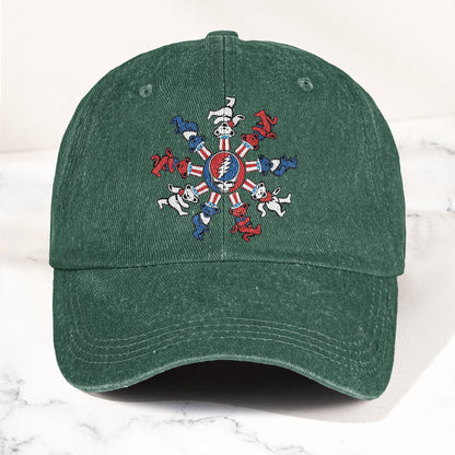 Grateful Dead Steal Your Face Dancing Bear Denim Cap – Vintage Music Grateful Dead Merch Gift for Dad (With Box)