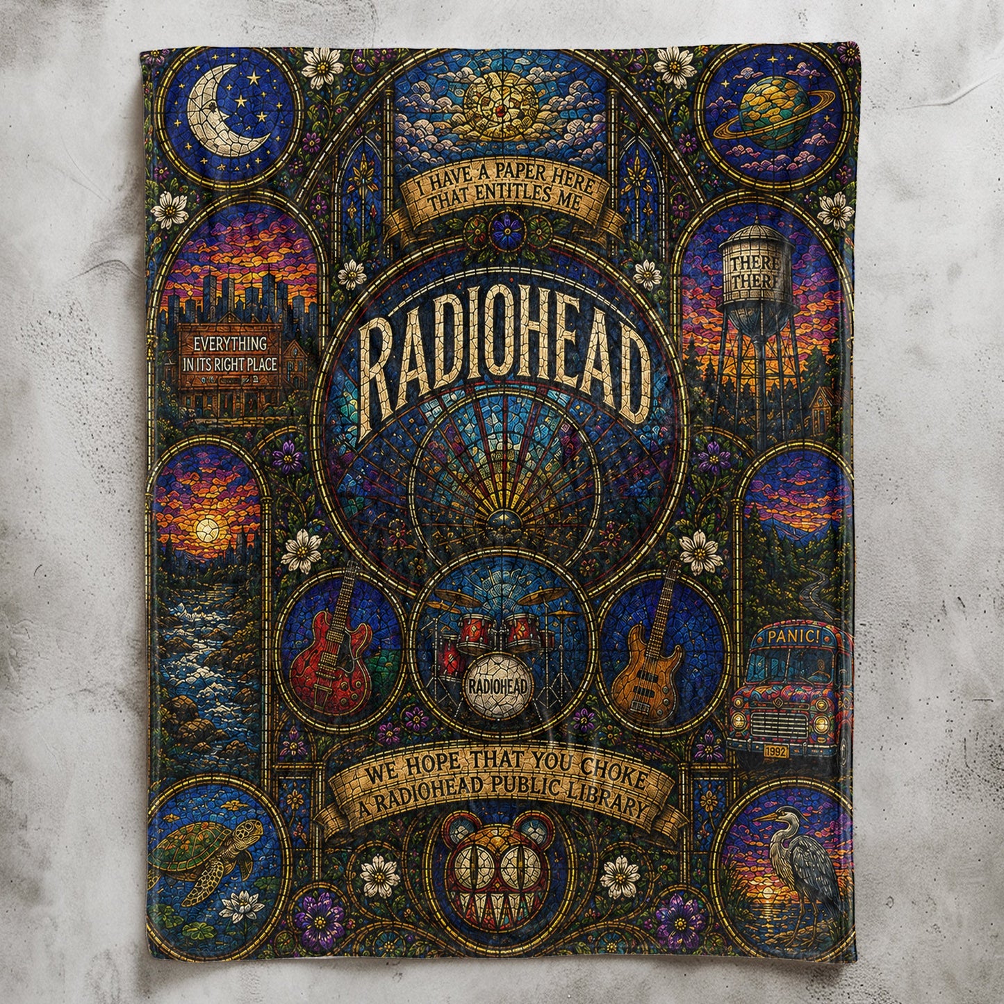 Radiohead Sherpa Blanket – Modified Bear Stained Glass Blanket