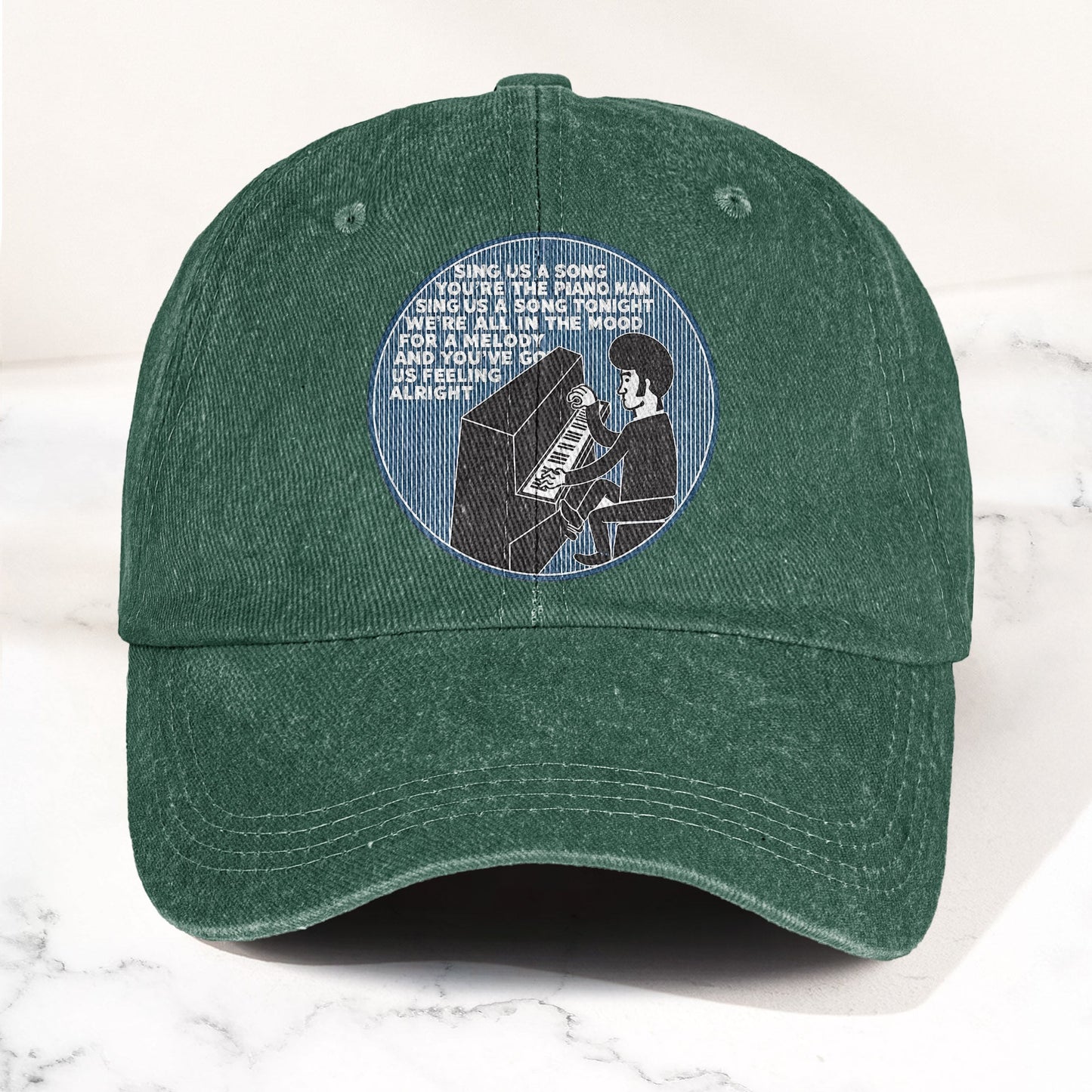 Billy Joel Piano Man Sing Us A Song Lyrics Vintage Graphic Denim Cap – Retro Vintage Dad Cap Gift For Dad (With Box)