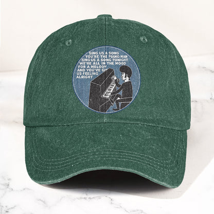 Billy Joel Piano Man Sing Us A Song Lyrics Vintage Graphic Denim Cap – Retro Vintage Dad Cap Gift For Dad (With Box)