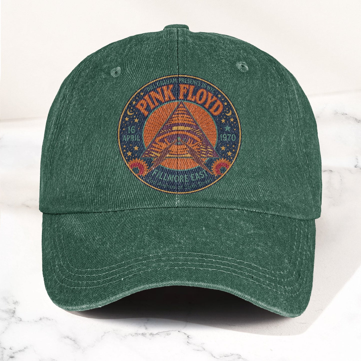 Pink Floyd 1979 Fillmore Poster Graphic Vintage Denim Cap – Retro Dad Cap (With Box)