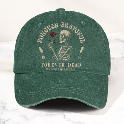 Grateful Dead 60th Anniversary Skeleton Rose Forever Dead Denim Cap – Retro Vintage Dad Cap Gift For Dad (With Box)