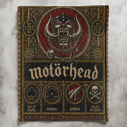 Motorhead Sherpa Blanket – Snaggletooth Warpig Stained Glass Heavy Metal Blanket