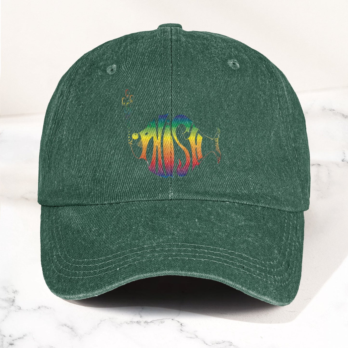 Phish Rainbow Fish Logo Denim Cap – Retro Music Phish Cap Gift For Dad (With Box)