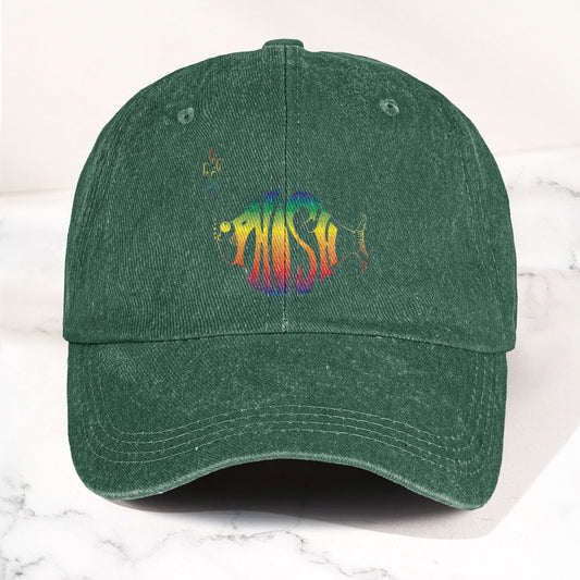 Phish Rainbow Fish Logo Denim Cap – Retro Music Phish Cap Gift For Dad (With Box)