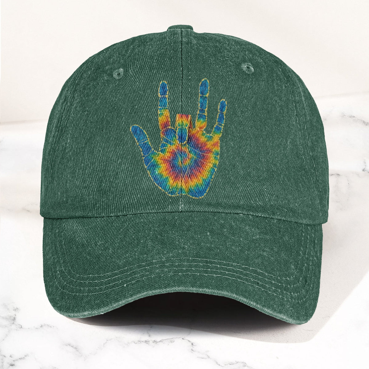 Jerry Garcia Handprint Tie Dye Denim Cap – Vintage Music Grateful Dead Merch Gift for Dad (With Box)