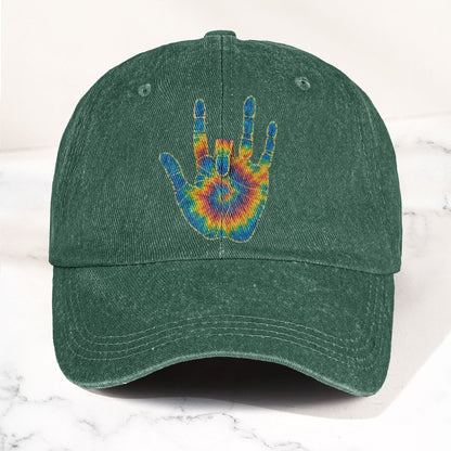 Jerry Garcia Handprint Tie Dye Denim Cap – Vintage Music Grateful Dead Merch Gift for Dad (With Box)
