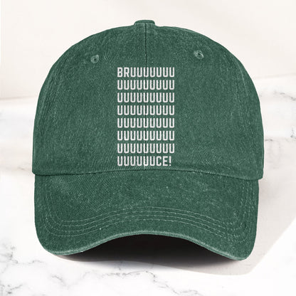 Bruce Springsteen BRUUUUCE! Text Denim Cap – Retro Rock Music Fan Cap (With Box)