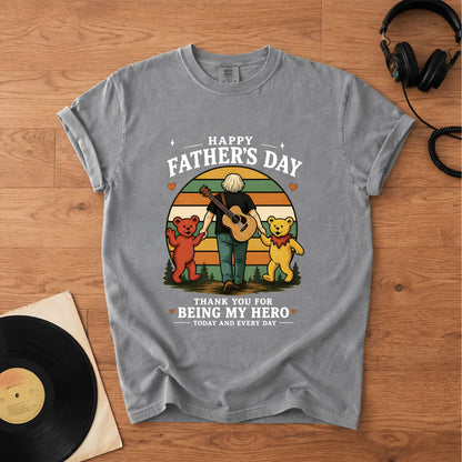 Father’s Day "My Hero" Graphic T-Shirt – Retro Music Grateful Dead Inspired Gift For Dad Tee