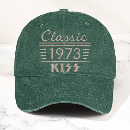 Kiss Classic 1973 Est Hard Rock Glam Metal Band Music Merch Denim Cap – Retro Vintage Dad Cap Gift For Dad (With Box)
