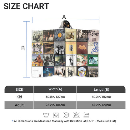 Fleetwood Mac Album Cover Collage Hooded Blanket – Cozy Nostalgic Gift for Music Lovers