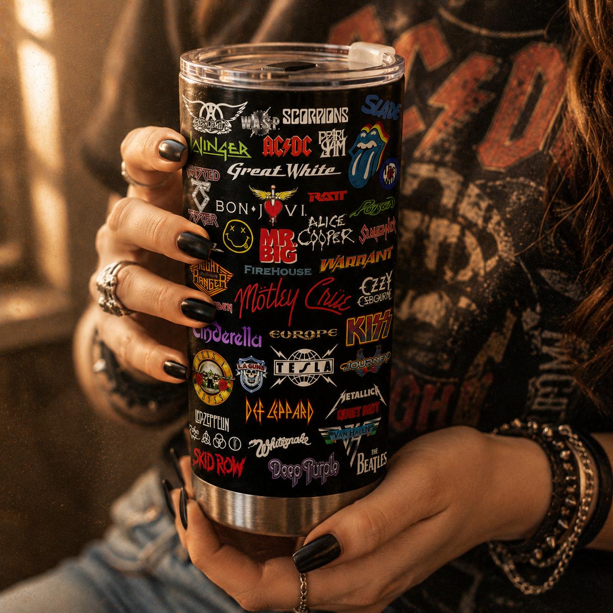 Classic Rock Legends 20oz Tumbler – Vintage Band Logo Stainless Steel Travel Mug