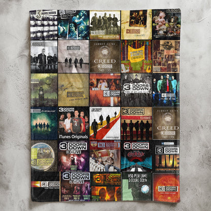 3 Doors Down Sherpa Blanket – Classic Album Cover Collage Cozy Throw Gift for Rock Fans