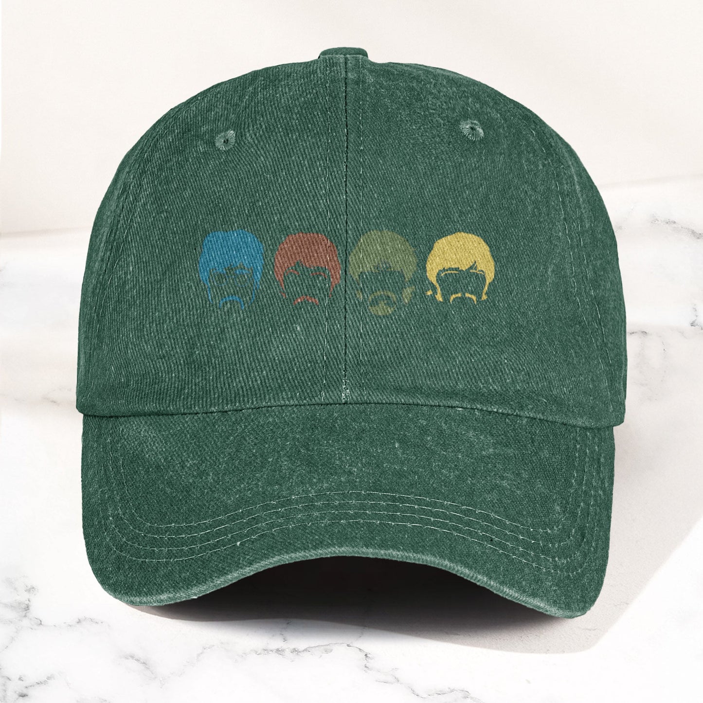 The Fabulous Four Faces Denim Cap – Retro The Beatles Tribute Merch Dad Hat (With Box)