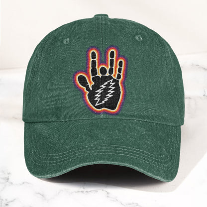 Grateful Dead Jerry Garcia Hand With Lightning Bolt Denim Cap – Retro Vintage Dad Cap Gift For Dad (With Box)
