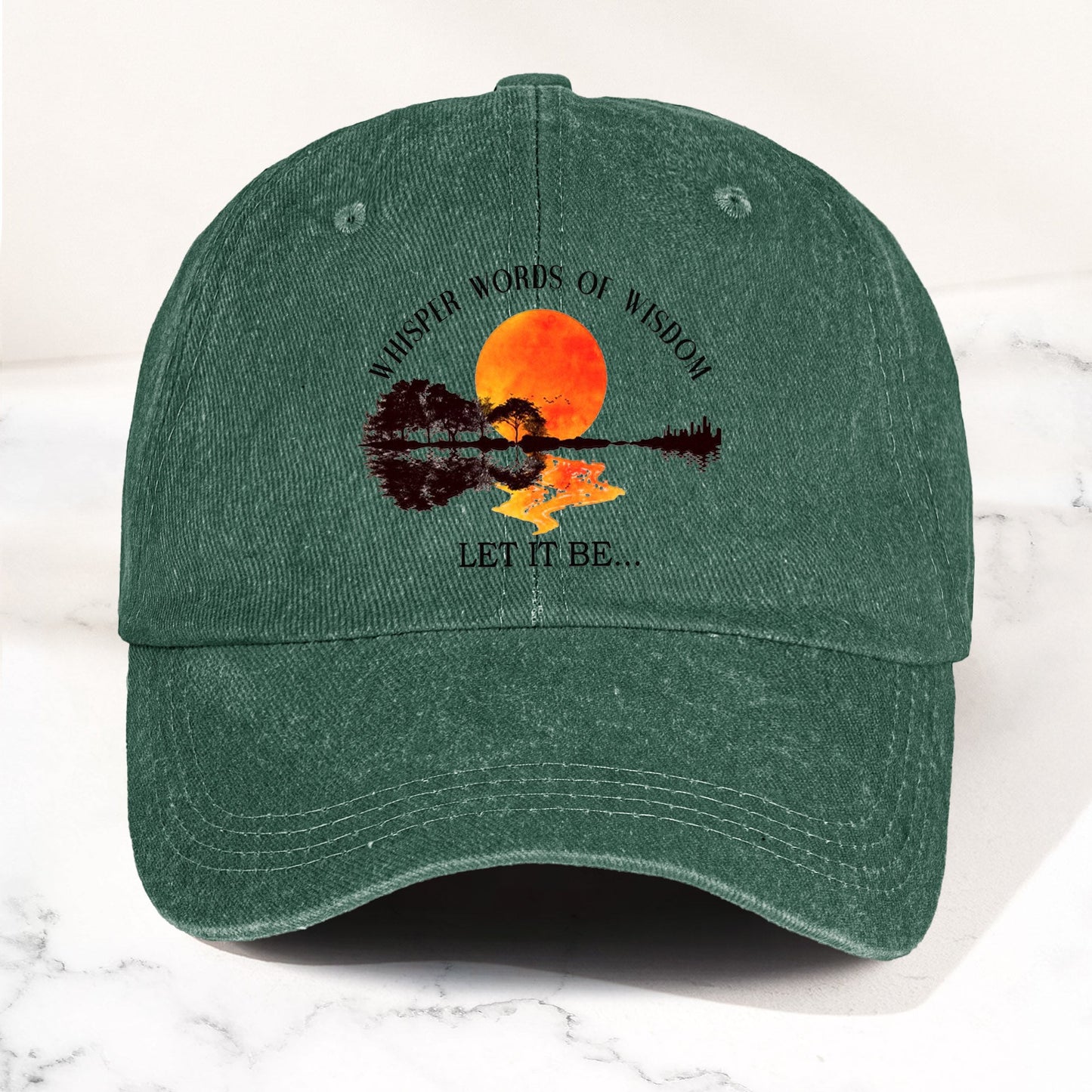 The Beatles Let It Be Whisper Words Of Wisdom Lyrics Graphic Denim Cap – Retro Rock Music Fan Cap (With Box)