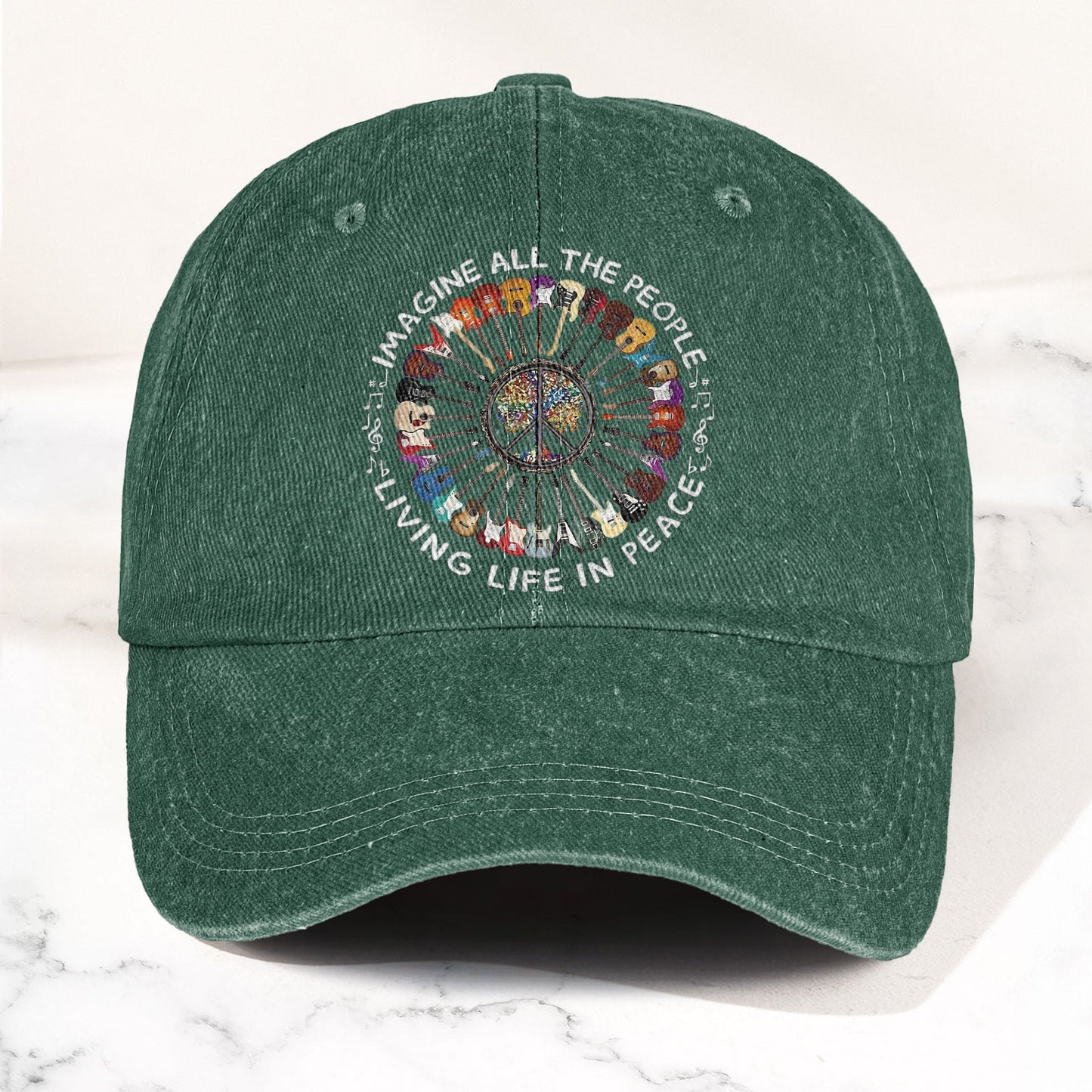 Imagine All The People Living Life In Peace Denim Cap – Retro Music John Lenon Cap Gift For Dad (With Box)