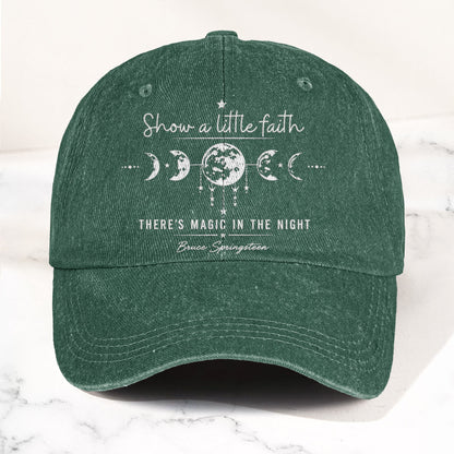 Bruce Springsteen Show a little faith, there's magic in the night Denim Cap – Retro Rock Music Fan Cap (With Box)