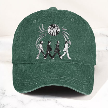 The Beatles Here Comes the Sun Denim Cap – Retro Rock Music Fan Cap Gift For Dad (With Box)