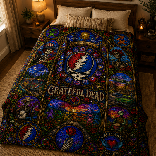 Grateful Dead Sherpa Blanket – Steal Your Face Stained Glass Blanket
