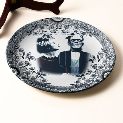 Vintage Horror Ceramic Plate – Frankenstein & Bride of Frankenstein