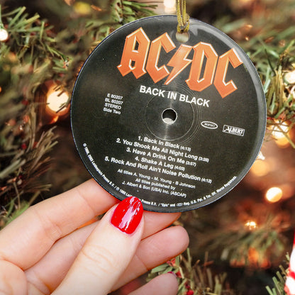 Back In Black Hard Rock Ceramic Ornament – Classic Album Cover Holiday Decoration