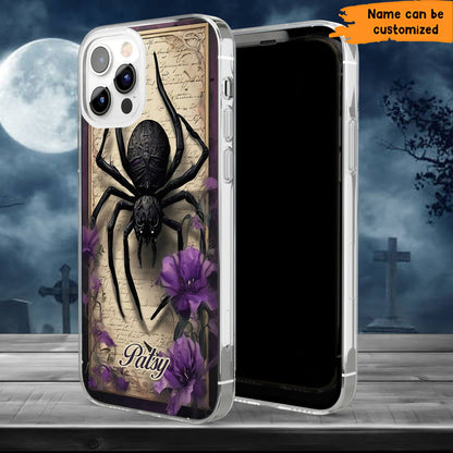 Gothic Spider Phone Case – Dark Floral Cover Personalized Clear Phone Case