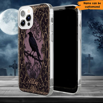 Gothic Raven Phone Case – Dark Vintage Crow Cover Personalized Clear Phone