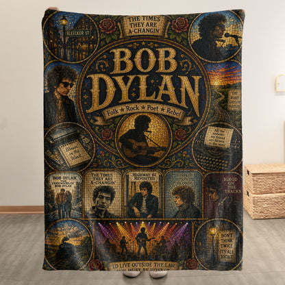 Bob Dylan Sherpa Blanket – Blowin' In The Wind Stained Glass Blanket