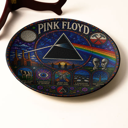 Pink Floyd Ceramic Display Plate with Stand – Dark Side of the Moon Prism Art Decor