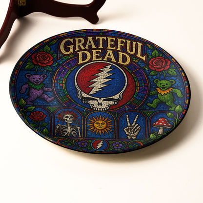 Grateful Dead Decorative Ceramic Plate with Display Stand – Classic Psychedelic Rock Gift