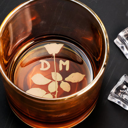 Depeche Mode Violator Album Rose Symbol Engraved Whiskey Glass - Multiple Designs Available (With Gift Box)