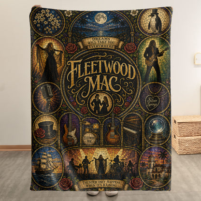 Fleetwood Mac Sherpa Blanket – Dreams Stained Glass Classic Rock Throw Blanket