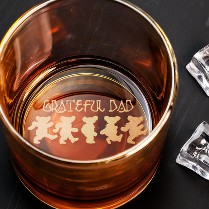 Grateful Dad Dancing Bears Engraved Whiskey Glass - Multiple Designs Available Father's Day Gift (With Gift Box)