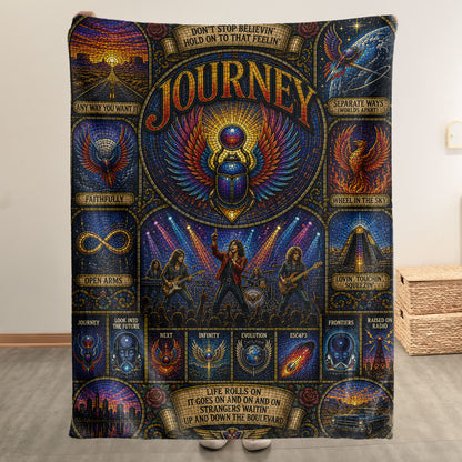 Journey Band Sherpa Blanket – Don't Stop Believin' Stained Glass Blanket