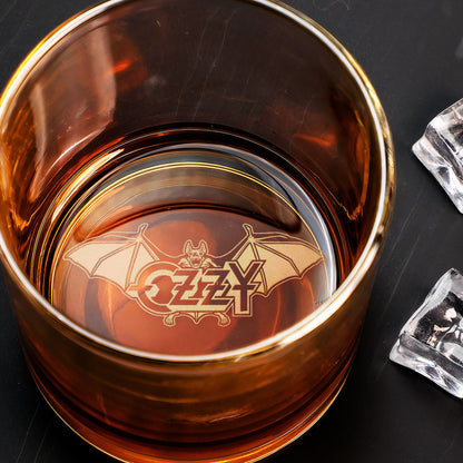Ozzy Osbourne Bat Logo Engraved Whiskey Glass - Multiple Designs Available (With Gift Box)