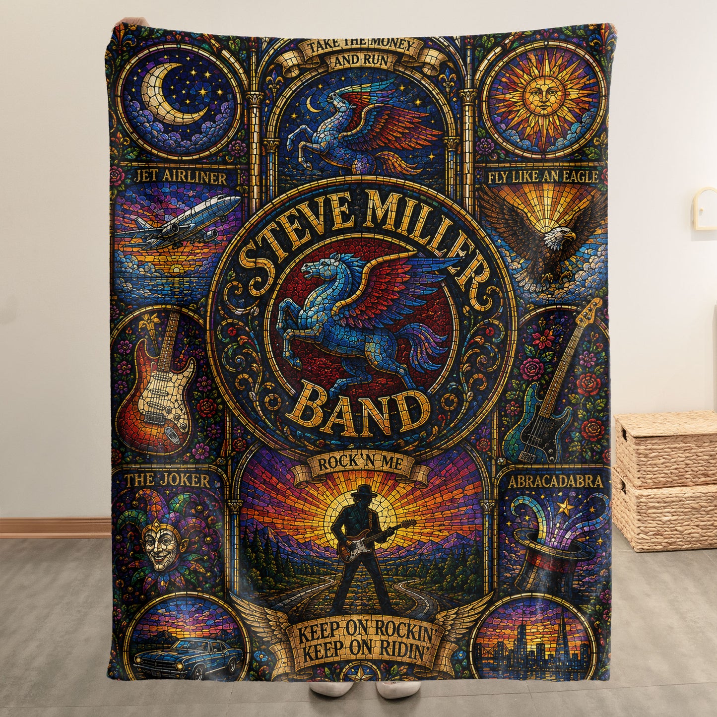 Steve Miller Band Sherpa Blanket – Fly Like An Eagle Stained Glass Blanket