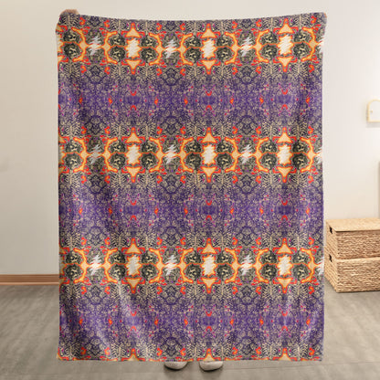 Grateful Dead Sherpa Blanket – Skull and Rose Psychedelic Collage Rock Icon Throw Blanket