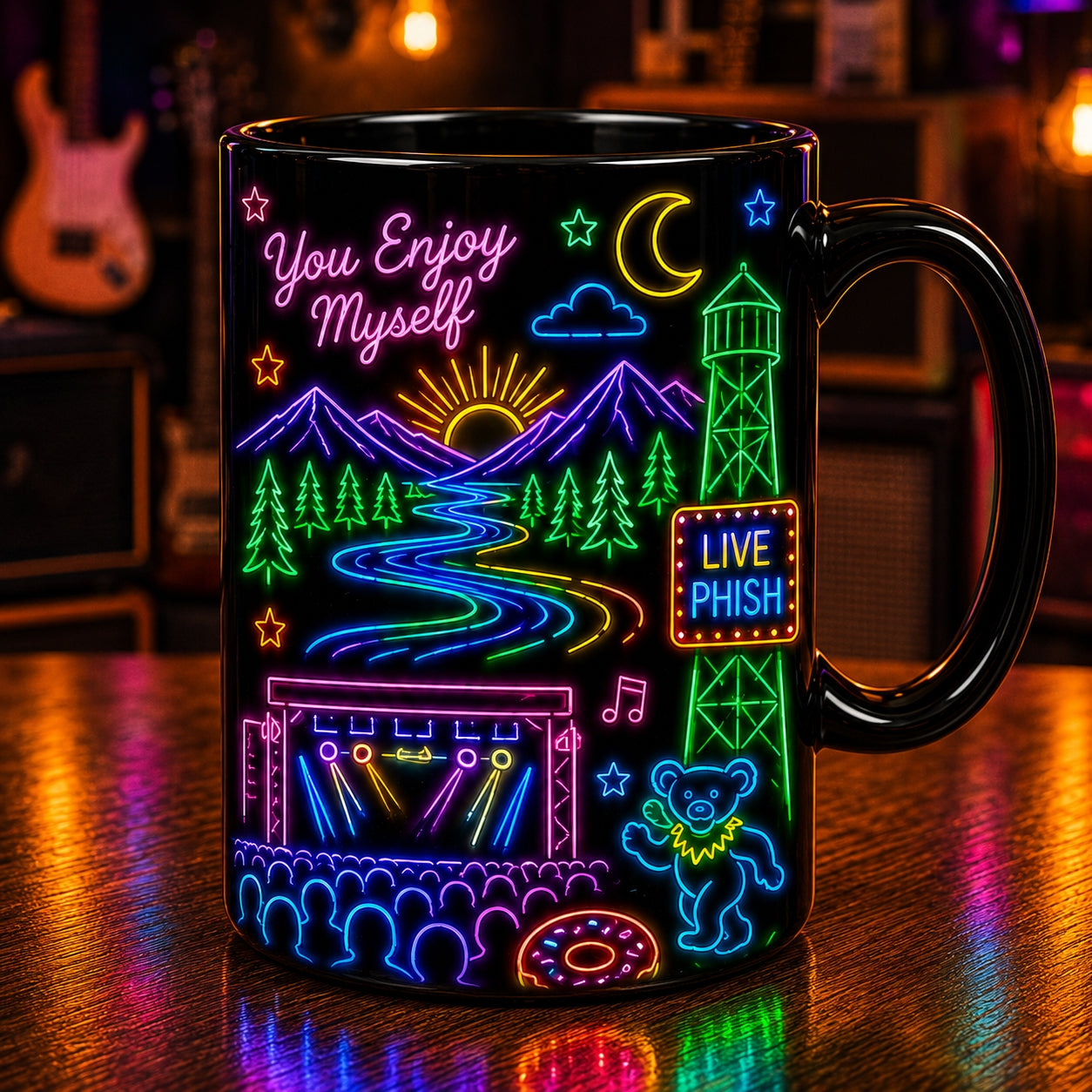 Phish Band Ceramic Mug – Retro Neon Light Fish Logo Story Of The Ghost Fan Gift
