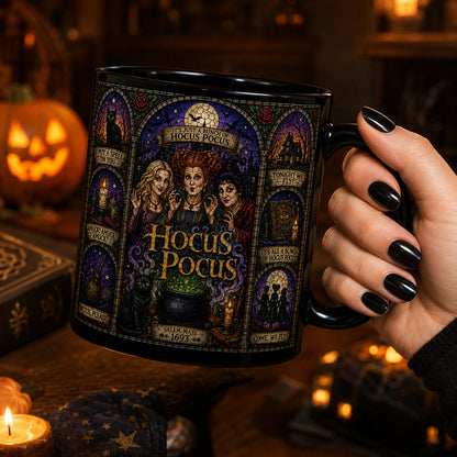 Hocus Pocus Mug – Stained Glass Sanderson Sisters Halloween Ceramic Coffee Cup