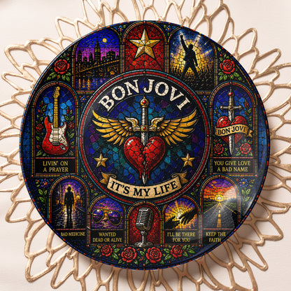 Bon Jovi Decorative Ceramic Plate with Display Stand – Classic Rock Music Memorabilia Gift
